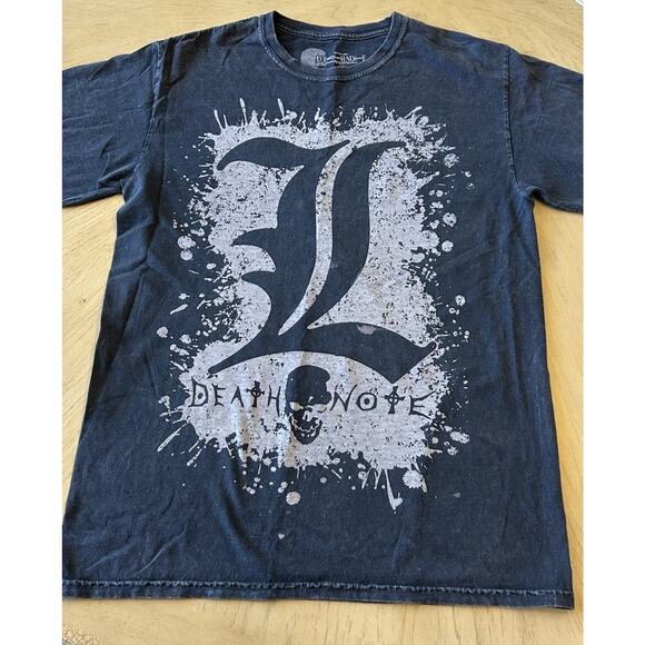 Death Note T-Shirt SKULL Logo Anime graphic print Black Thrashed Grunge Goth M - Picture 7 of 9